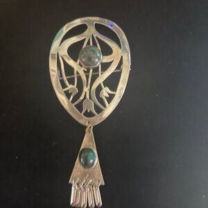 Vintage Artistic Handmade Sterling Pin with Drops, Made in Israel,